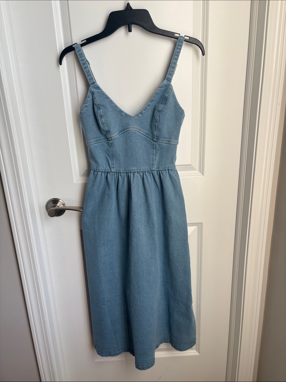 Timing Light Blue Denim Midi Sundress - Sleeveless Casual Dress - Picture 2 of 7